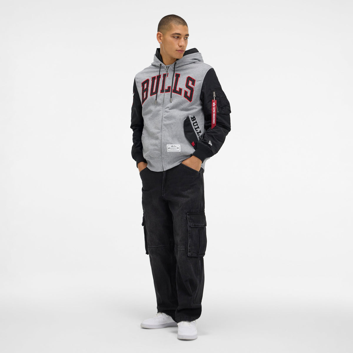 Alpha Industries x Chicago Bulls Gray MA-1 Full Zip Fleece Jacket