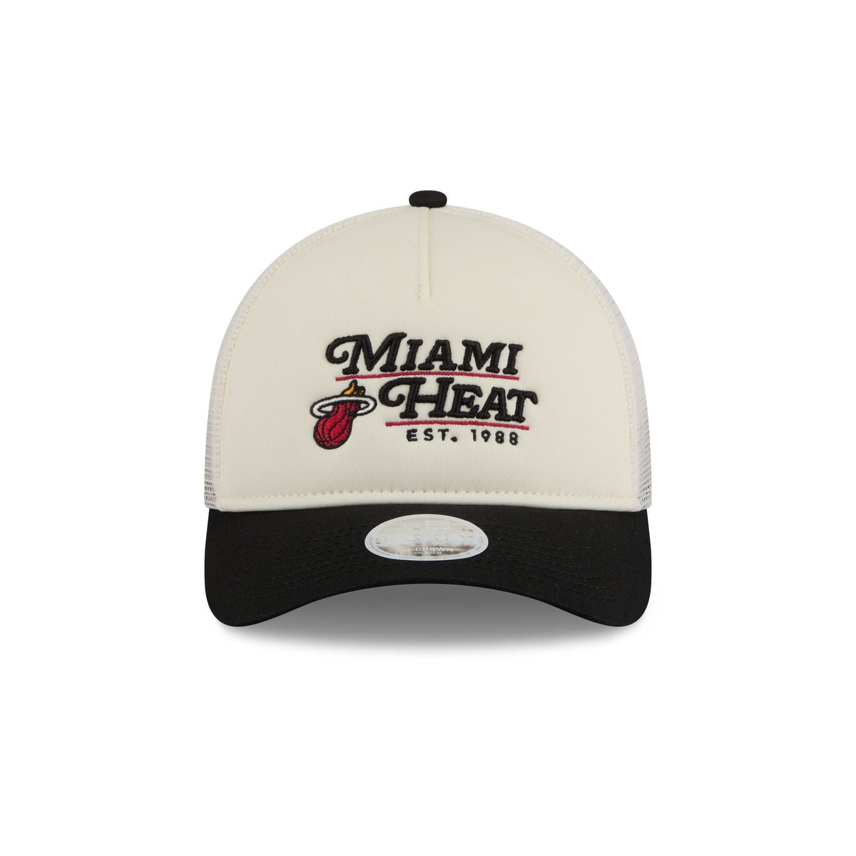 Miami Heat Retro Chrome Women's White 9FORTY M-Crown A-Frame Trucker Hat