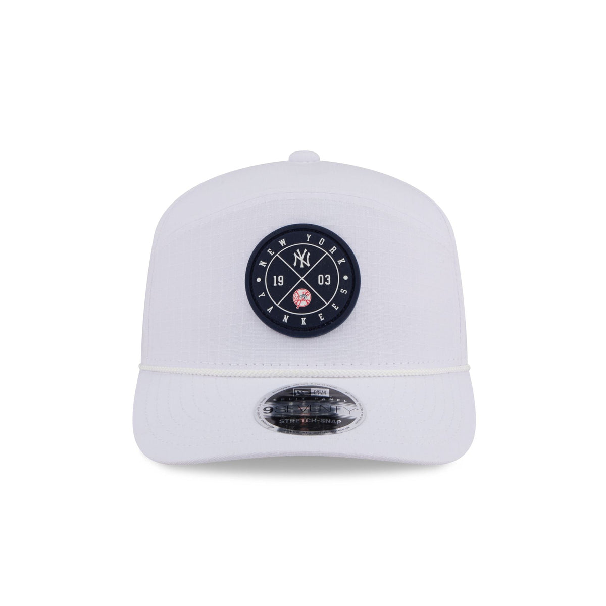 New York Yankees Circle Logo White Split Panel 9SEVENTY Stretch-Snap Hat